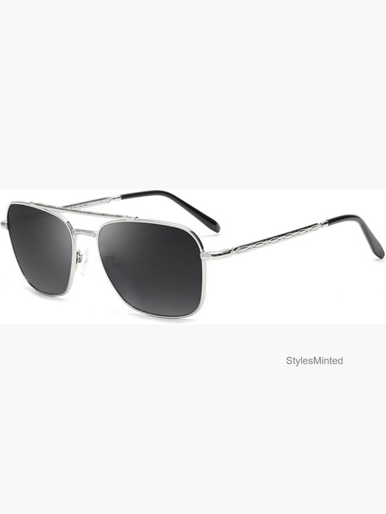 Retro Square Aviator Sunglasses for Men Women Metal Frame
